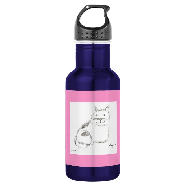 Kitty Sketch - Rosa Trinkflasche (Vorderseite)