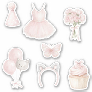 Kitty Tutu rosa Rosen Ballons Cupcake Aufkleber