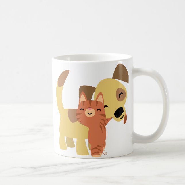 Kitty- u. Hündchen-Cartoon-Tasse Kaffeetasse (Rechts)