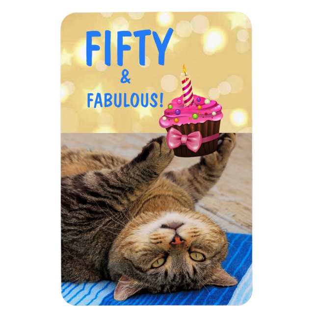 Kitty und Cupcake 50. Geburtstag Magnet (Vertikal)