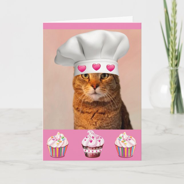 Kitty und Cupcakes zum Geburtstag Karte (Vorderseite)