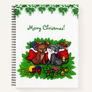 Kitty und Puppy, Frohe Weihnachten Notizbuch