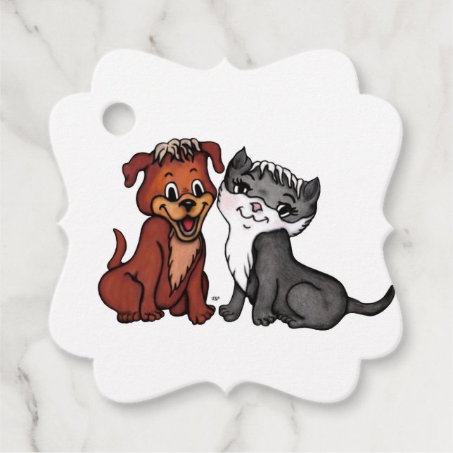 Kitty und Puppy Geschenkanhänger (Vorderseite)