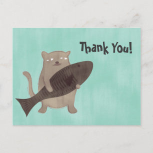Kitty und seine Fische Postkarte