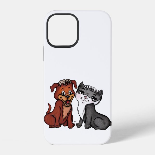 Kitty und Welpe iPhone 12 Hülle (Rückseite)