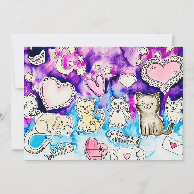 Kitty Valentine Einladung (Vorderseite)