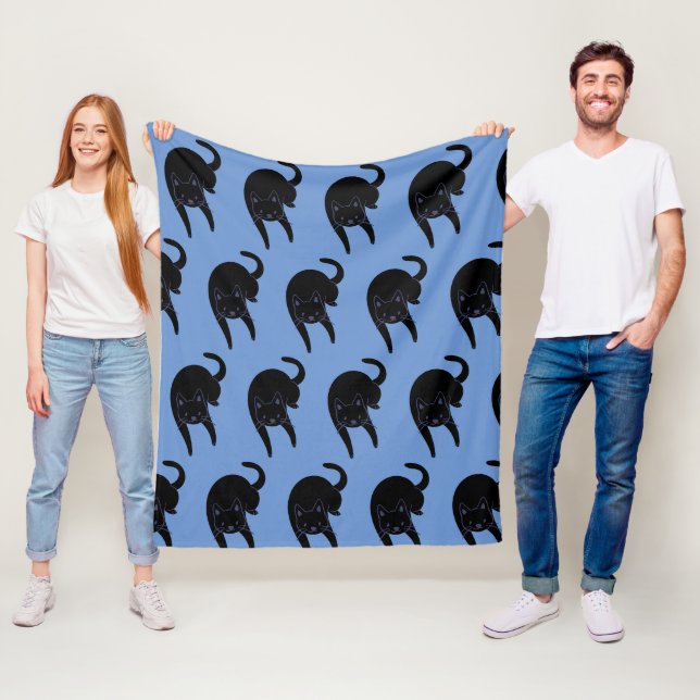 Kitty Voices Black Cat Pattern Blau Fleece Decke (Beispiel)