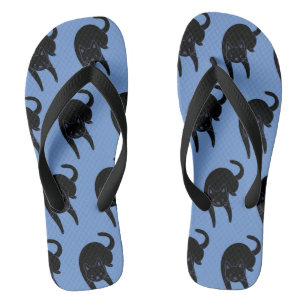 Kitty Voices Black Cat Pattern Blau  Flip Flops