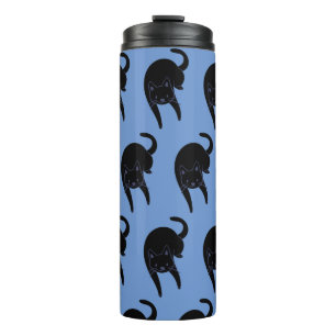 Kitty Voices Black Cat Pattern Blau Thermosbecher