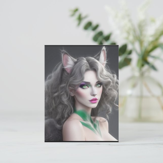KITTY WAIFU 02 POSTKARTE (Stehend Vorderseite)