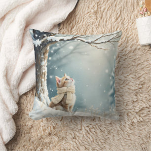 Kitty Watching Schneeflocken Kissen
