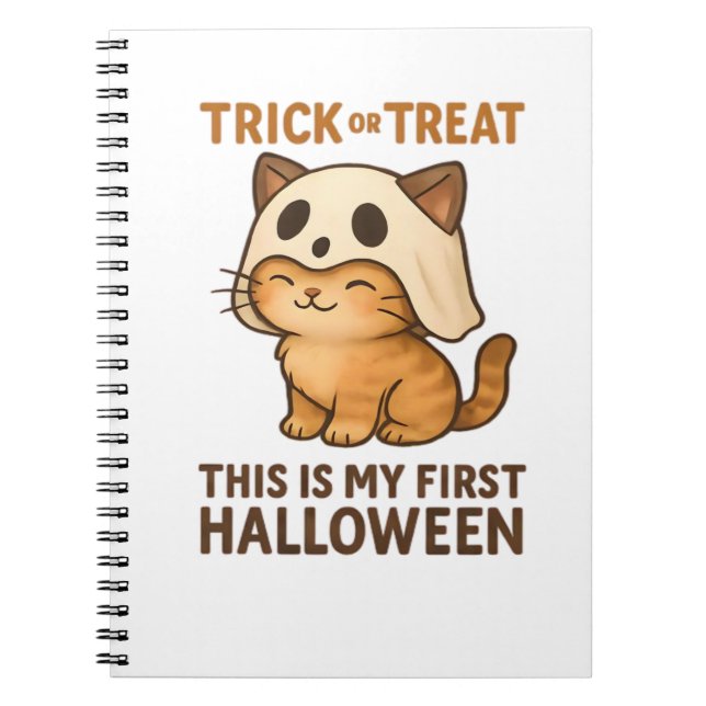 kitty wearing a mask ready for his first Halloween Notizblock (Vorderseite)