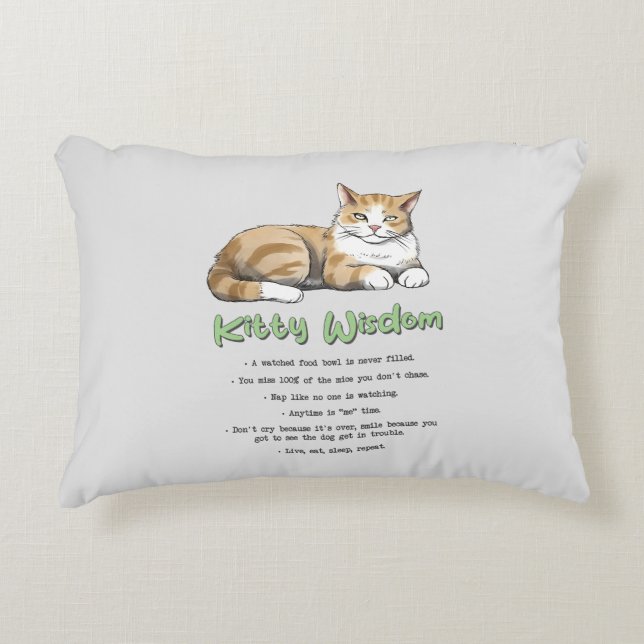 Kitty Wisdom - Funny Cat Rules with a Brown Cat Dekokissen (Vorderseite)