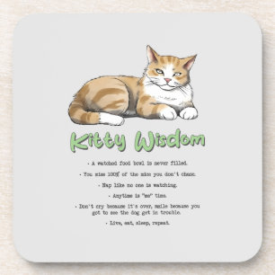Kitty Wisdom - Funny Cat Rules with a Brown Cat Getränkeuntersetzer