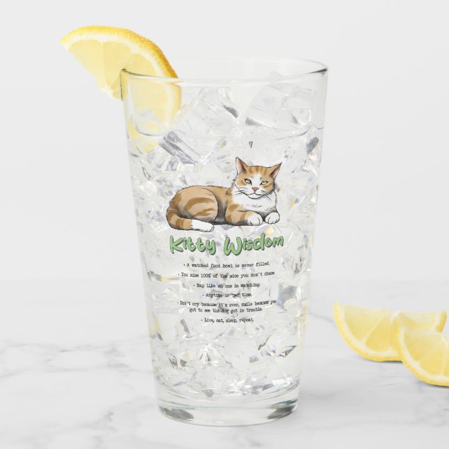 Kitty Wisdom - Funny Cat Rules with a Brown Cat Glas (Vorderseite Ice)