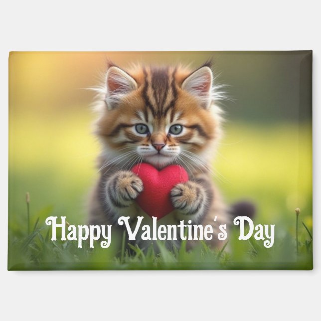 Kitty with Heart Valentine Magnet (Vorderseite)