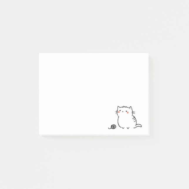 Kitty & Yarn Post-it Klebezettel (Vorderseite)