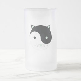 Kitty Yin Yang mit Minze Green , Black und White Mattglas Bierglas
