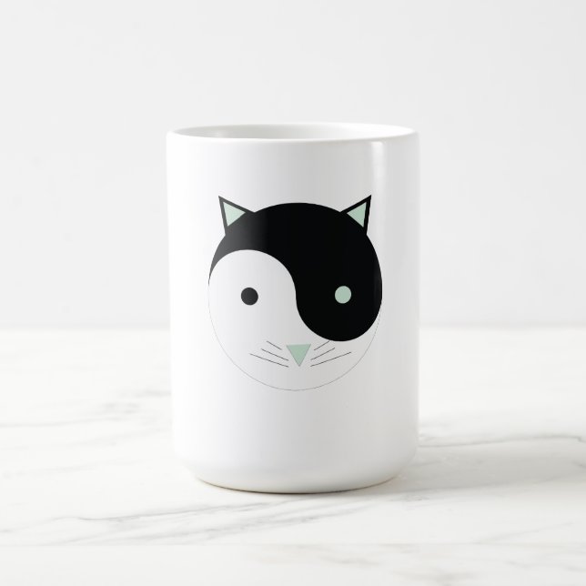 Kitty Yin Yang mit Minze Green , Black und White Verwandlungstasse (Zentrum)