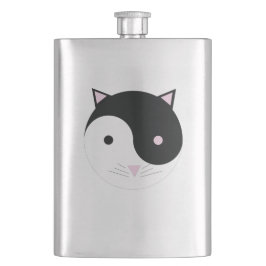 Kitty Yin Yang Pink Black and White Flachmann