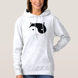 Kitty Yin Yang Pink Black and White Hoodie