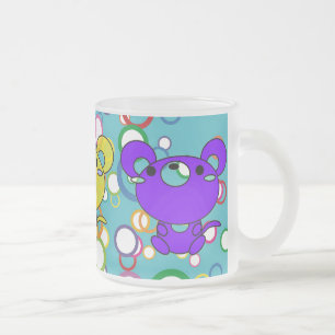 Kittys de couleur sur cercles Mug en verre dépoli