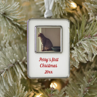 Kitty's erste Weihnachten Rahmen-Ornament Silber