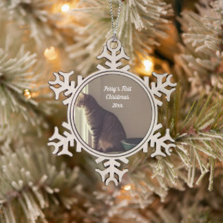 Kitty's erste Weihnachten Schneeflocken Zinn-Ornament