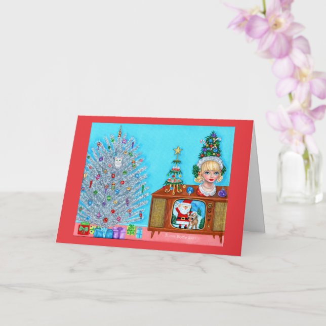 Kitty's First Christmas Tree Head Vase Santa Claus Karte (Orchidee)