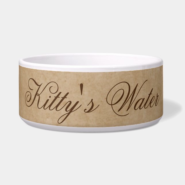 Kitty's Water | Brown Texture Cat Water Bowl Napf (Vorderseite)