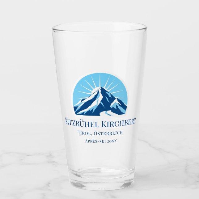 Kitzbühel Kirchberg Skigebiet Österreich Bierglas Glas (Vorderseite)