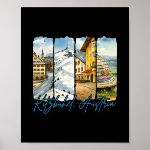 Kitzbühel Österreich Reisender Pinselstrich Souven Poster