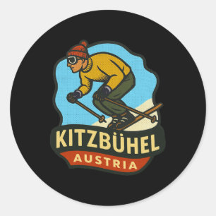 Kitzbühel Österreich Skifahren  Runder Aufkleber