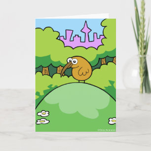 Kiwi auf einer Hügelgrußkarte Karte