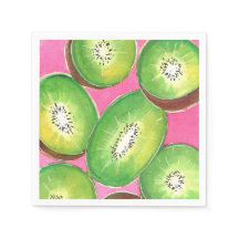 Kiwi auf rosa Cocktailserviette Nebel grün und ros