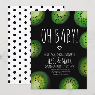 Kiwi-Baby-Shower-Aquarell-Polka-Punkte Einladung