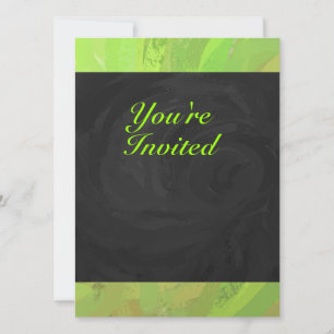 Kiwi Bash Green und Black Monogram Einladung