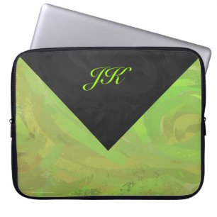 Kiwi Bash Green und Black Monogram Laptopschutzhülle