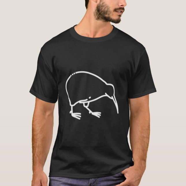 Kiwi Bird Abzeichen Patch Line Icon Neuseeland T-Shirt (Vorderseite)