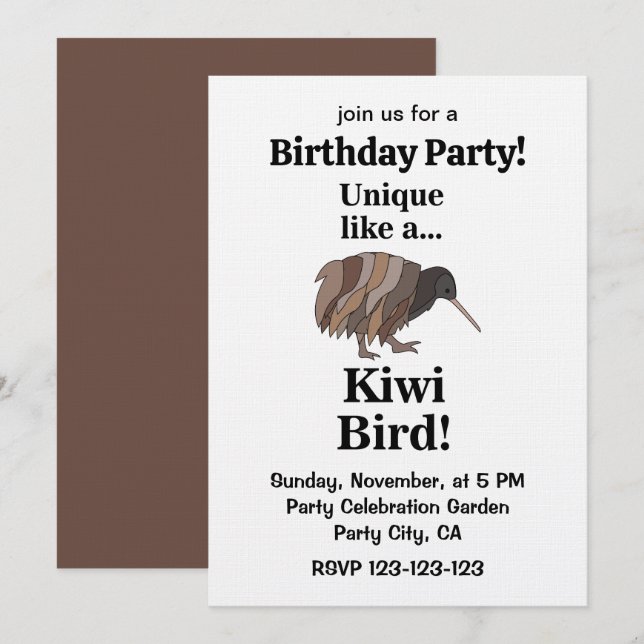 Kiwi Bird Birthday Party Einladung (Vorne/Hinten)