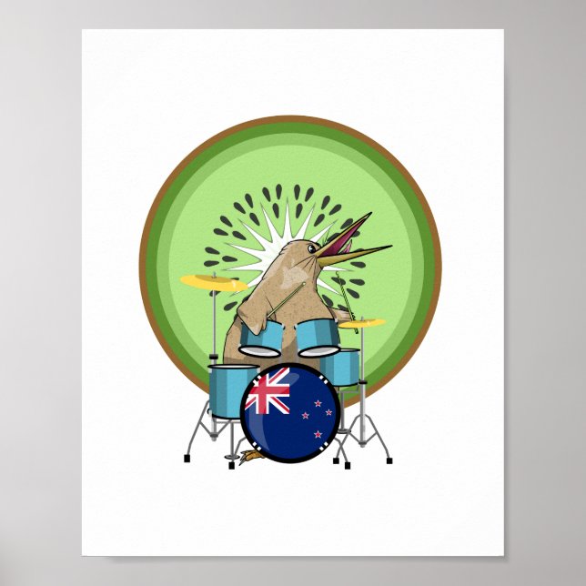 Kiwi Bird Drummer Poster (Vorne)