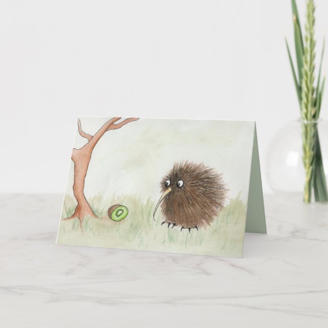 Kiwi Bird & Kiwi Fruit Karte (Vorderseite)