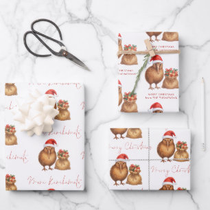 Kiwi Bird Meri Kirihimete Name Frohe Weihnachten Geschenkpapier Set