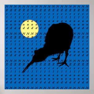 Kiwi Bird, Moon & Neuseeland Text /Bro Posters Poster