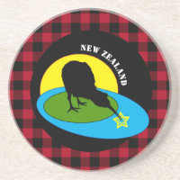 Kiwi Bird & New Zealand, Red Buffalo Plaid Rustic