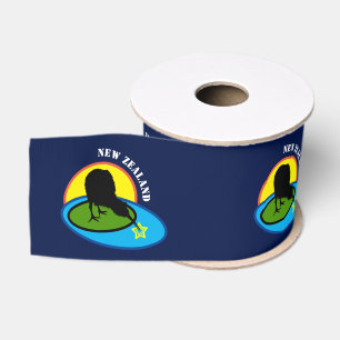 Kiwi Bird & New Zealand Wrapping / blau Ripsband