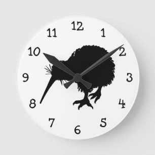 Kiwi Bird Silhouette Runde Wanduhr