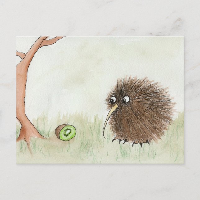Kiwi Bird und Kiwi Fruit Postkarte (Vorderseite)