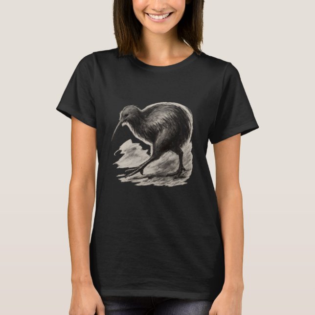 Kiwi Charcoal Dynamic Sketch T-Shirt (Vorderseite)