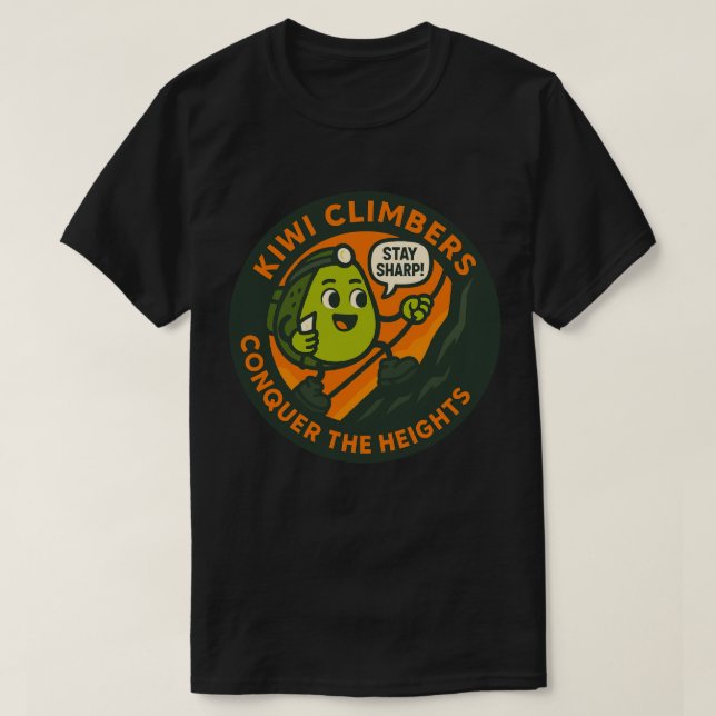 Kiwi Climbers Conquer The Heights T-Shirt (Design vorne)